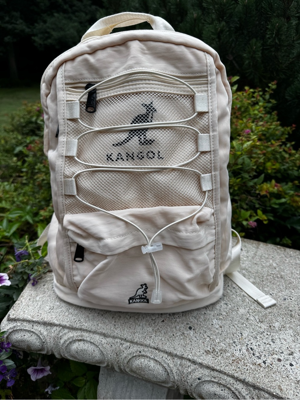 Kangol Cream Casual Daypack with Front Mesh Panel